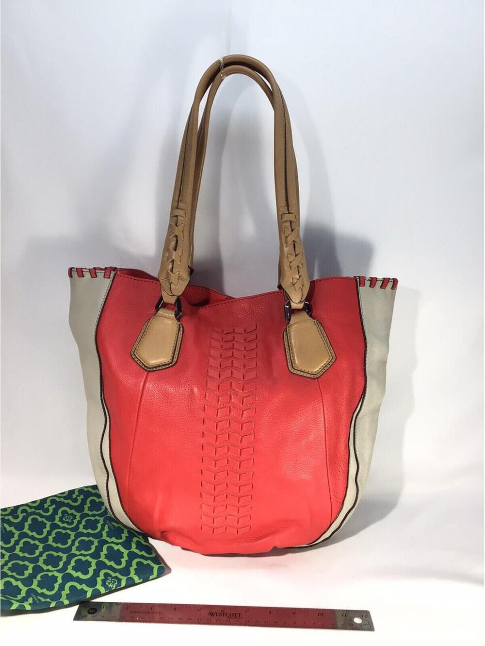 Oryany Lyssie Soft Pebbled Leather Color-Block Tote Berry